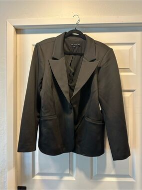 Good American Classic Scuba Black Women's Blazer Jacket